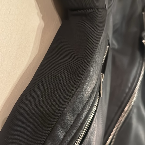 ZARA Black MOTO style pleather ZIP jacket- like new in Sz. XXL - Picture 9 of 16
